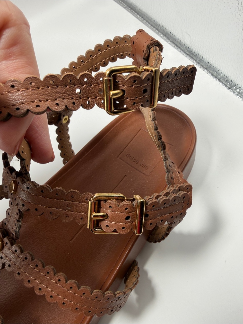 Dolce Vita Susana Anthropologie Cognac Leather Gladiator Sandals 10 NEW - Picture 5 of 7